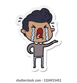 sticker of a cartoon crying man