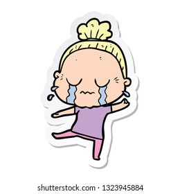 pegatina de una anciana llorando
