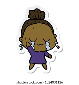pegatina de una anciana llorando