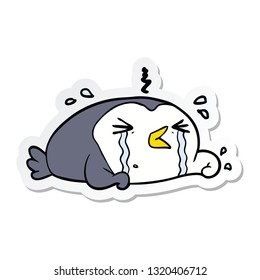 pegatina de un pingüino llorando