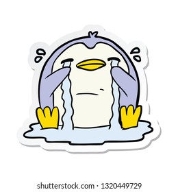 pegatina de un pingüino llorando
