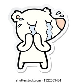 sticker of a cartoon crying polar bear