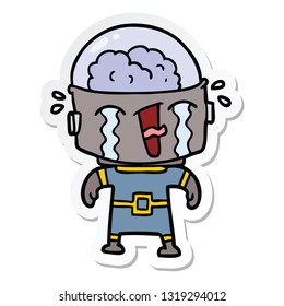 pegatina de un robot llorón de caricatura