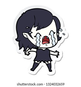 sticker of a cartoon crying vampire girl