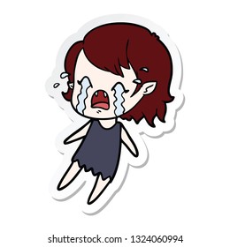 sticker of a cartoon crying vampire girl