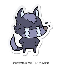pegatina de una caricatura que llora lobo