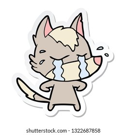 sticker of a cartoon crying wolf