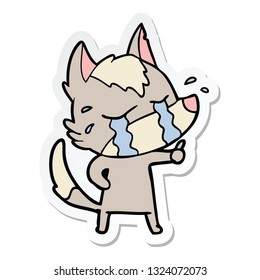 sticker of a cartoon crying wolf