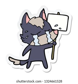 pegatina de una caricatura que llora lobo