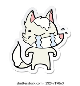 sticker of a cartoon crying wolf