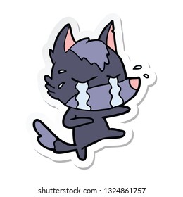 pegatina de una caricatura que llora lobo