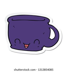 sticker of a cartoon cup of coffee