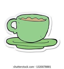 sticker of a cartoon cup of tea