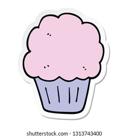sticker of a cartoon cupcake