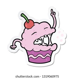 sticker of a cartoon cupcake
