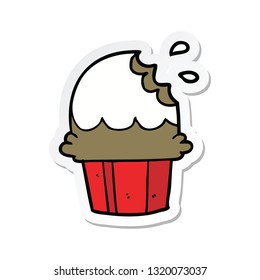 sticker of a cartoon cupcake