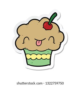 sticker of a cartoon cupcake