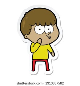 sticker of a cartoon curious boy