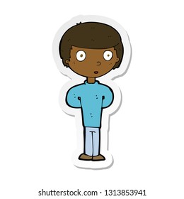 sticker of a cartoon curious boy