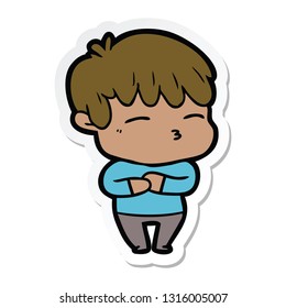 sticker of a cartoon curious boy