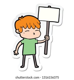 pegatina de un niño curioso de caricatura