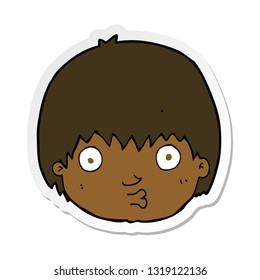 sticker of a cartoon curious boy
