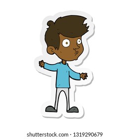 sticker of a cartoon curious boy