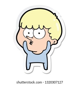 sticker of a cartoon curious boy