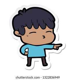 sticker of a cartoon curious boy