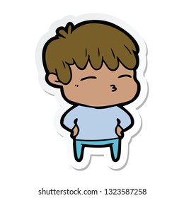 sticker of a cartoon curious boy