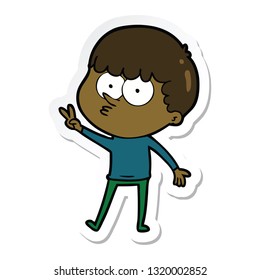 sticker of a cartoon curious boy dancing