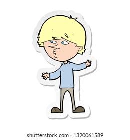 sticker of a cartoon curious man