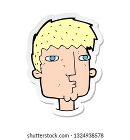sticker of a cartoon curious man