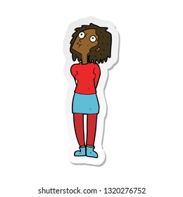 sticker of a cartoon curious woman