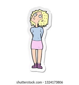 sticker of a cartoon curious woman