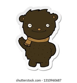 sticker of a cartoon cute black bear