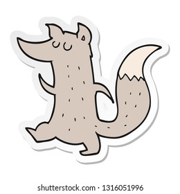 sticker of a cartoon cute wolf