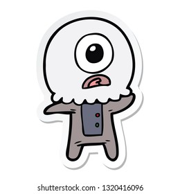 pegatina de un ciclista de dibujos animados alienígena