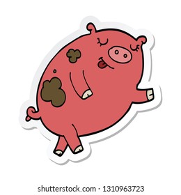 sticker of a cartoon dancing pig