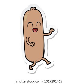 sticker of a cartoon dancing sausage