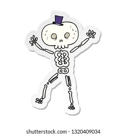 sticker of a cartoon dancing skeleton