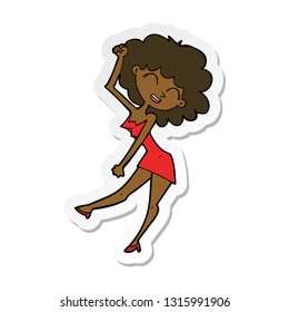 sticker of a cartoon dancing woman