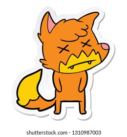 sticker of a cartoon dead fox