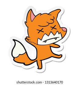 sticker of a cartoon dead fox