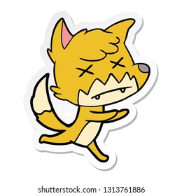 sticker of a cartoon dead fox