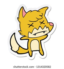 sticker of a cartoon dead fox