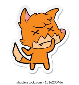 sticker of a cartoon dead fox