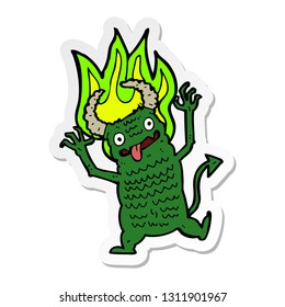 sticker of a cartoon demon