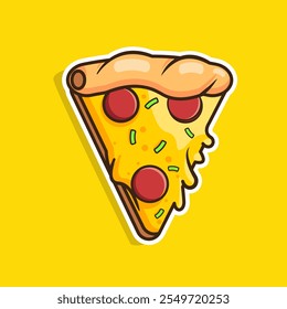 Sticker or cartoon design slice pizza