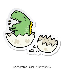 sticker of a cartoon dinosaur hatching